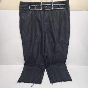 Women's Cropped Straight Cuffed Capri Button Zip Casual Trouser Pants Size M